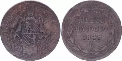 Kirchenstaat Mezzo Baiocco  - Pivs IX - 1848 R III