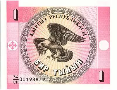 Kirghizstan 1 Tyiyn, Eagle - Pink - 1993 Unc - P.1