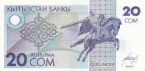 Kirghizstan 20 Som - Statue de Manas le Noble - Mausol&eacute;e de Manas &agrave; Talas - 1993 - S&eacute;rie 32/CH