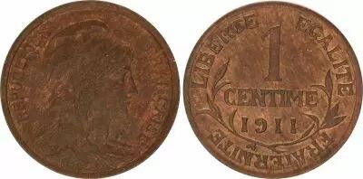 KM.840 GAD.90 1 Centime, Liberty head - 1911