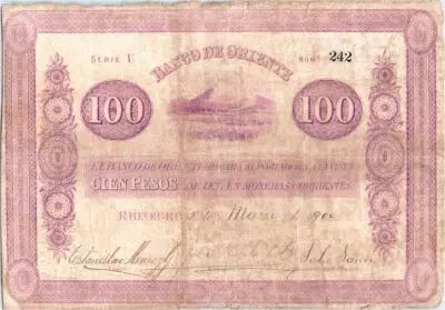 Kolumbien 100 Pesos Mountains 1900