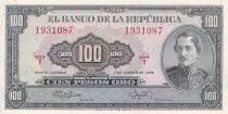 Kolumbien 100 Pesos Oro - General Santander - 07-08-1958 - Serial Y