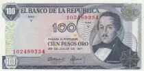 Kolumbien 100 Pesos oro - Santander - Capitol  - 20-07-1971 - Serial Y