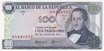 Kolumbien 100 Pesos oro, Santander - Capitol  - 20-07-1971 - Serial Y