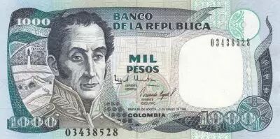 Kolumbien 1000 Pesos - Simon Bolivar - 03-02-1994 - Serial 0