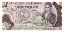 Kolumbien 20 Pesos de Oro de Oro, F. J. de Caldas, card of the world - 1981