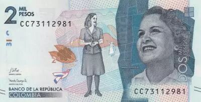 Kolumbien 2000 Pesos D�bora Arango Perez - 2022 - Serial CC