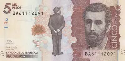 Kolumbien 5000 Pesos Jos� Asuncion Silva - 2022 - Serial BA