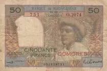 Komoren  50 Francs Comores - Women with a hat - 1963 - P.2b