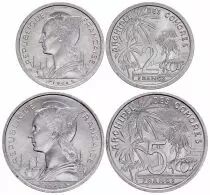 Komoren Lot of 2 and 5 Francs - Marian - 1964 - AU - KM.5 and KM.6 - AU