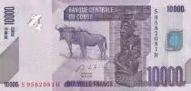 Kongo (RDC) 10000 Francs - Statue - Gnu, birds - 2020 - P.NEW