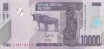 Kongo (RDC) 10000 Francs - Statue - Gnu, birds - 2022