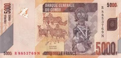 Kongo (RDC) 5000 Francs - Statue - Zebra - 2020 - UNC - P.NEW