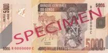 Kongo (RDC) 5000 Francs Statuette - Zebras - 2013 - Specimen