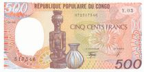 Kongo 500 Francs - Statue, Poterie - 1990 - Serial Y.03 - UNC - P.8e