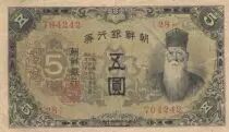 Korea 5 Yen Man w/beard - ND (1935) - Fine to VF - P.30