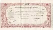 Kotschinchina 500 Francs - Traite du Tr&eacute;sor Public - Cochinchine - Sign. Chazal - 06-01-1881