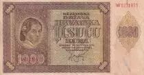 Kroatien 1000 Kuna - young girl - mountains - 1941 - Serial W - VF - P.4