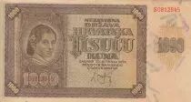 Kroatien 1000 Kuna - Young girl - Mountains - 26-05-1941 - Serial S