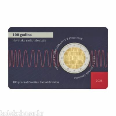 Kroatien 2 Euro Commemorative Coin. UNC 2026 - 100 years of Croatian radio and television