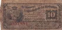 Kuba 10 Centavos - 1872 - VG - P.30a