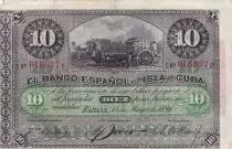 Kuba 10 Pesos - Harvesting sugar cane Overprint PLATA - 1896