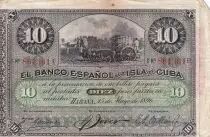 Kuba 10 Pesos 1896 - Harvesting sugar cane Overprint PLATA - 1896