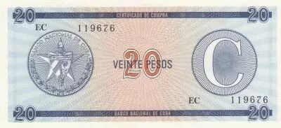 Kuba 20 Pesos - Certificado de compra - Serial C
