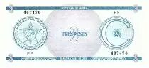Kuba 3 Pesos - Arms - 1987 - Serial FF - P.FX12