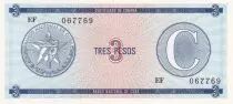 Kuba 3 Pesos - Arms - 1991 - SerialEF - P.FX20