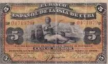 Kuba 5 Pesos - Woman, boats - 1896 - P.48b