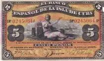 Kuba 5 Pesos - Woman, boats - 1896 - P.48b