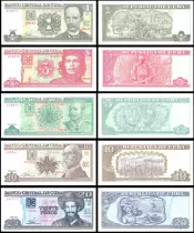 Kuba Serial of 5 Cuban banknotes - 1,3,5,10,20 Pesos - 2005/2016