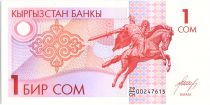 Kyrgyzstan 1 Som, Equestr. st. of Manas the Noble - 1993 - P.4