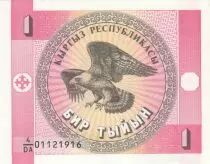Kyrgyzstan 1 Tyiyn, Eagle - Pink - 1993