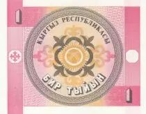 Kyrgyzstan 1 Tyiyn, Eagle - Pink - 1993