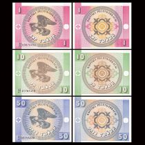 Kyrgyzstan Set of 3 banknotes 1 to 50 Tyin - 1993 - UNC