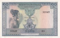 Lao  10 Kip - Laotian -  Stylized figures - 1962 - Serial D.5 - UNC - P.10b