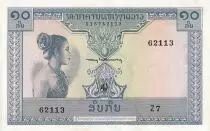 Lao  10 Kip - Laotian -  Stylized figures - 1962 - Serial Z.7 - UNC - P.10b