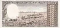 Lao  1000 Kip - King Savang Vatthana, temple - Canoes - 1963