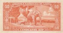 Lao  50 Kip - National Assembly - Woodcutter on an elephant - 1957 - AK Series