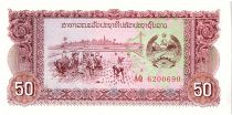 Lao  50 Kip, Rice planting - Dam - 1979 - P.28 r
