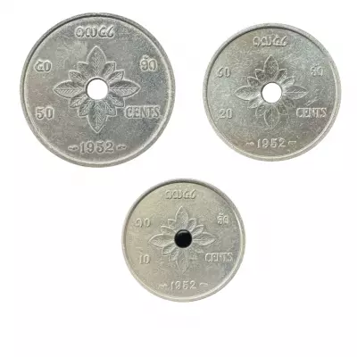 Lao  Set of 3 Coins - 1952