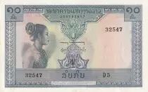 Laos 10 Kip - Laotian -  Stylized figures - 1962 - Serial D.5 - UNC - P.10b