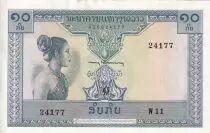 Laos 10 Kip - Laotian -  Stylized figures - 1962 - Serial V.12 - UNC - P.10b