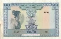 Laos 10 Kip - Laotienne - Figures stylis&eacute;es - 1962 - Q 1