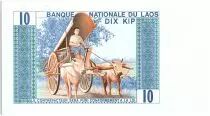 Laos 10 Kip, King Savang Vatthana - Man,  Cows - 1974 - P.15