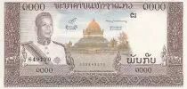 Laos 1000 Kip - Rey Savang Vatthana, templo - Canoas - 1963