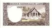 Laos 20 Kip,  Roi Savang Vatthana - Pagode - 1963 - P.11 b