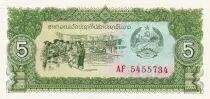 Laos 5 Kip - Shop, Logging elephants, Forestry - 1979 - P.26a